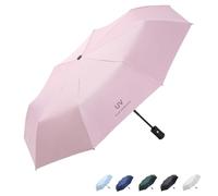 Eastrise Windproof Travel Umbrella with 8 Sturdy Ribs and Black Anti-UV Coating,Compact and Foldable,One-Touch Automatic Opening and Closing Handle,Lightweight,Strong(5 Colour)