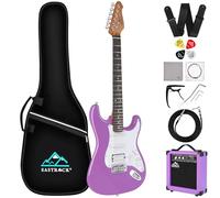 Eastrock 39 inch Full-Size Electric Guitar Kit for Junior Beginners, Starter Electric Guitar with 10w Amplifier Bag Capo Shoulder Strap String (Purple, 39" Right Handed)