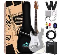 Eastrock 39 inch Full-Size Electric Guitar Kit for Junior Beginners, Starter Electric Guitar with 10w Amplifier Bag Capo Shoulder Strap String (39" Left Handed, Gray)