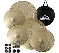 EASTROCK Cymbal Set Low Volume Cymbal Pack Cymbal Set With Cymbal Bag Cymbal Felts 14'Hi-hat+16"Crash+18'Crash+20"Ride 5 Pieces Drummer Practice Cymbal（Golden）