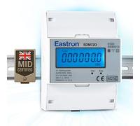 EASTRON SDM72D-MID Electricity Meter - 100A Three-Phase Meter - 3-Phase Electricity Meter - 100A kWh Mains, DIN Rail Mounted - Electricity Meter with Illuminated LCD Screen - MID Certified/Calibrated