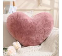 EastTree Heart Pillows, Bean Paste Pink Heart Shaped Pillows, Love Throw Pillows Gifts, Ultra Faux Rabbit Fur Soft Small Cute Fluffy Pillows, Women Girls Kid Living Room Decor 10x13 Inch
