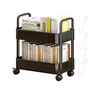 Eastuy 2 Tier Storage Trolley, Utility Rolling Cart, Storage Trolley Wheels, Movable Bookshelf Cart With Wheels, Rolling Trolley Multifunctional Storage Organiser For Bedroom, Bathroom, Office