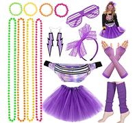 Eastuy 80s Themed Outfits - Womens 80s Fancy Dress Costume,1980s Women/Festival Accessories Set for Women Girls