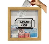 Eastuy Adventure Archive Box, Travel Ticket Collection Box, Wooden Travel Box, Creative Travel Shadow Box With Slot, Transparent Stylish Display Case For Movie Travel Sporting Events Concert Ticket