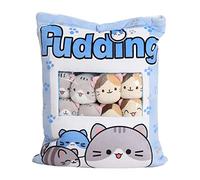 Eastuy Cute Snack Pillow Stuffed Animal Toys Cat Plush Toy Pudding Decorative Throw Pillow Removable Kitty Dolls Creative Toy For Teens Girls Kids