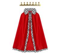 Eastuy King Robe Cosplay Costume,King Toddler Robe King Child Costume | Red Cloak Cape and King Crown Headband for Halloween Cosplay Multicolored