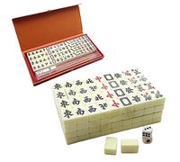 Eastuy Mahjong Traditional Chinese Version Game Set with 2 Spare Cards, 144 Mahjong Tiles Set Travel Board Game with 4 cards rulers, Mahjong Entertainment Props