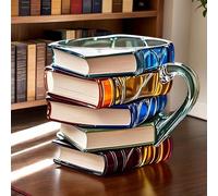 Eastuy Painted Book Mug, 3D Painted Book Coffee Cup, Uni-que Design Books Stack Coffee Mug, Stained Glass Books Lovers Cups and Mugs, for Readers Writer Teachers Literary Friends