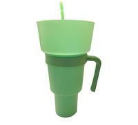 Eastuy Stadium Tumbler with Snack Bowl 1000ml Cup Bowl Combo with Straw 2 in 1 Snack and Drink Cup with Straw Multifunction Popcorn Cups Reusable Leakproof Snack Tumbler for Adults Kids