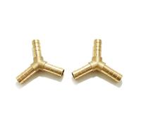 EASTVAC 2 Pieces 8mm Brass Y-Shaped 3-Way Hose Connection | Equal Diameter Hose Distributor Adapter, For Fuel, Air and Water Hoses