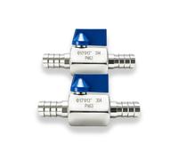 EastVAC 2Pcs 1/2" 13mm Double Hose Barb Mini Ball Valve, 304 SS Vacuum Shut Off Valve