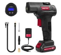 Eastvolt 12V Tire Inflator Air Compressor, Multi-Purpose Electric Power, Max 150PSI, with 4-Unit Measurement Gauge, 3 Nozzles, Fast Charger and1.5 Ah Rechargable Battery