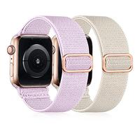 Easuny 2 Pack Elastic Strap Compatible with Apple Watch Strap 38mm 40mm 41mm 42mm, Adjustable Soft Nylon Band for iWatch Series 11 10 9 8 7 6 5 4 3 2 1 SE Ultra for Women Men, Lavender/Starlight