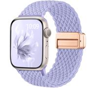Easuny Braided Strap Compatible with Apple Watch Straps 38mm 40mm 41mm 42mm Women Men - Magnetic Stretchy Elastic Nylon Band for iWatch Strap Series 10 SE 9 8 7 6 5 4 3 2 1 - Lavender