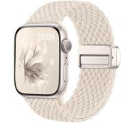 Easuny Braided Strap Compatible with Apple Watch Straps 44mm 42mm 45mm 46mm 49mm Men Women - Magnetic Stretchy Elastic Sport Band for iWatch SE 11 10 9 8 7 6 5 4 3 2 1 Ultra - Starlight