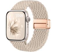 Easuny Braided Strap Compatible with Apple Watch Straps 46mm 42mm 45mm 44mm 49mm Men Women - Magnetic Stretchy Elastic Sport Band for iWatch 11 SE 10 9 8 7 6 5 4 3 2 1 Ultra - Champagne