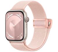 Easuny Solo Loop Strap Compatible with Apple Watch Straps 45mm 44mm 42mm 49mm, Braided Nylon Band Sport Stretchy Straps for Apple Watch SE/iWatch Series 9 8 7 6 5 4 3 2 1 Ultra 2/Ultra, Light Pink