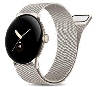 Easuny Strap Compatible with Google Pixel Watch 2 Strap/Google Pixel Watch Strap, Adjustable Stainless Steel Metal Band Compatible with Pixel Watch 1 2022/Pixel Watch 2 2023 for Women Man, Starlight