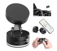 Easvorix Vacuum Magnetic Phone Holder with Metal Ring Compatible with iPhone All Phone, Portable Universal Collapsible Magnetic Phone Stand, Car Mount with Strong Windshield Suction Cup