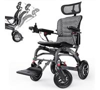Easwe Lightweight Electric Wheelchair Foldable with Ergonomic Design & 145° Recliner, Brushless 400W Portable Motorized Wheelchair for Audlts, 30 Miles Range Compact Power Wheel Chair (B10-12AH)