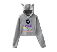 Easwisa Kawaii Cat Ear Crop Hoodie Katseye Women's Fashion Sweatshirts for Fans Girls Long Sleeve Pullover-Grey||xx_s