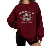 Easwisa Stars Hollow Women's Sweatshirt, Stars Hollow Shirt, Round Neck Casual Pullover Sweatshirt Stars Hollow Where You Lead I Will Follow Oversized Unisex Sweatshirt-Red||XL