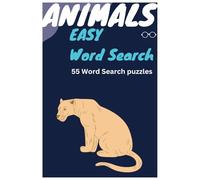 Easy Animal Word Search Crossword Puzzle Book: Fun Brain Games for Kids, Adults, and Seniors
