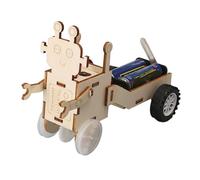 Easy Assembly Science Craft Wooden Robot Car STEM Physics Learning Toy for Children Age 6 Kids Engineering Building Set