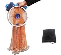 EASY BIG Cast Fishing Net with Aluminum Frame, 0.8inch/2cm Mesh, 7.8-13.8ft/2.4-4.2m Diameter