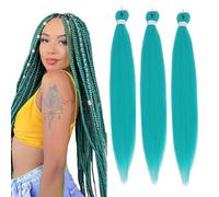 Easy Braid Pre stretched Braiding Hair Extensions - 26 Inch 3Packs Braiding Hair Soft Yaki Texture Crochet Synthetic Hair for Woman Hot Water Setting Crochet Braiding Hair Extensions (Green#).