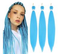 Easy Braid Pre stretched Braiding Hair Extensions - 26 Inch 3Packs Braiding Hair Soft Yaki Texture Crochet Synthetic Hair for Woman Hot Water Setting Crochet Braiding Hair Extensions (Blue#)
