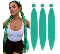 Easy Braid Pre stretched Braiding Hair Extensions - 26 Inch 3Packs Braiding Hair Soft Yaki Texture Crochet Synthetic Hair for Woman Hot Water Setting Crochet Braiding Hair Extensions (Peacock Green#)