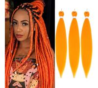 Easy Braid Pre stretched Braiding Hair Extensions - 26 Inch 3Packs Braiding Hair Soft Yaki Texture Crochet Synthetic Hair for Woman Hot Water Setting Crochet Braiding Hair Extensions (Orange#)