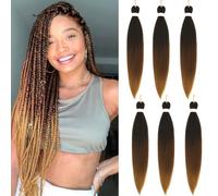 Easy Braid Pre stretched Braiding Hair Extensions - 26 Inch 6Packs Ombre Braiding Hair Soft Yaki Texture Crochet Synthetic Hair for Woman Hot Water Setting Crochet Braiding Hair Extensions (1B/30/27#)