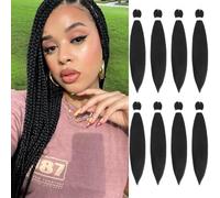 Easy Braid Pre stretched Braiding Hair Extensions - 26 Inch 8Packs Braiding Hair Soft Yaki Texture Crochet Synthetic Hair for Woman Hot Water Setting Crochet Braiding Hair Extensions (1B#)