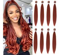 Easy Braid Pre stretched Braiding Hair Extensions - 26 Inch 8Packs Braiding Hair Soft Yaki Texture Crochet Synthetic Hair for Woman Hot Water Setting Crochet Braiding Hair Extensions (350#)