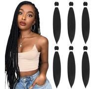 Easy Braid Pre stretched Braiding Hair Extensions - 30 Inch 6Packs Braiding Hair Soft Yaki Texture Crochet Synthetic Hair for Woman Hot Water Setting Crochet Braiding Hair Extensions (1B#)