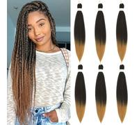 Easy Braid Pre stretched Braiding Hair Extensions - 30 Inch 6Packs Ombre Braiding Hair Soft Yaki Texture Crochet Synthetic Hair for Woman Hot Water Setting Crochet Braiding Hair Extensions (1B/27#)
