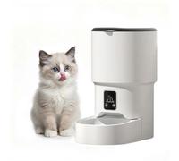 Easy Button Operated Automatic Cat Feeder, Timed Dry Food Dispenser with Portion Control for Small Medium Pets