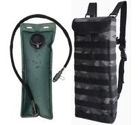 EASY BW Tactical MOLLE Hydration Pack Carrier Backpack with 3L Water Bladder for Outdoor Sports, Black Camo