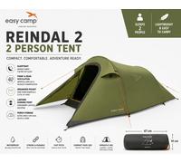 easy camp Hemsedal 2 Tunnel Tent, 2 Person, 55x14 cm Pack Size, 2.9 kg, 2000mm Hydrostatic Head