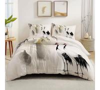 Easy Care 135 x 200 cm Printed Duvet Cover Set, White Breathable Comforter Reversible Bedding Bed Sets With 2 Pillowcases - Chinese Style Landscape Plants Bamboo Forest Theme Pattern Bedding Set
