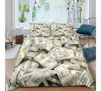 Easy Care 3D Microfiber Cash bundles Comforter Cover All Season Bedding Set w/ Pillowcase Financial concept style Duvet Cover All Season Soft Machine Washable for Kids Teens Adults Single（135x200cm）