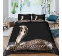 Easy Care 3D Microfiber Cobra snake Duvet Cover Breathable Bedding Sets with Pillowcases Wild animal photography Bed Quilt Cover All Season Soft Machine Washable for Home Decoration King（220x240cm）