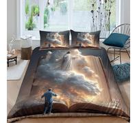 Easy Care 3D Microfiber divine figure Quilt Cover Breathable Bedding Set with Pillowcases spiritual fantasy art Bedding Quilt Cover All Season Machine Washable for Kids Teens Adults Single（135x200cm）