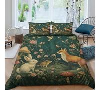 Easy Care 3D Microfiber Forest animals Quilt Cover All Season Bedding Set w/ Pillowcase Whimsical woodland scene Duvet Cover Sets Breathable Machine Washable for Home Decoration Super king（260x220cm）
