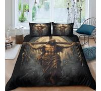 Easy Care 3D Microfiber Jesus crucifixion Quilt Cover Breathable Bedding Set w/Pillowcases religious art style_ Bedding Quilt Cover All Season for Kids Teens Adults Double（200x200cm）