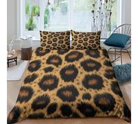 Easy Care 3D Microfiber LeopardPattern Bed Quilt Cover Soft Bedding Sets with Matching Pillowcase WildAnimalInspired Duvet Cover Set All Season Machine Washable for Home Decor Super king（260x220cm）