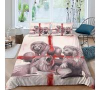 Easy Care 3D Microfiber Lion statues Comforter Cover All Season Bedding Set w/Pillowcase abstract urban art Duvet Cover All Season Soft Machine Washable for Kids Teens Adults Double（200x200cm）